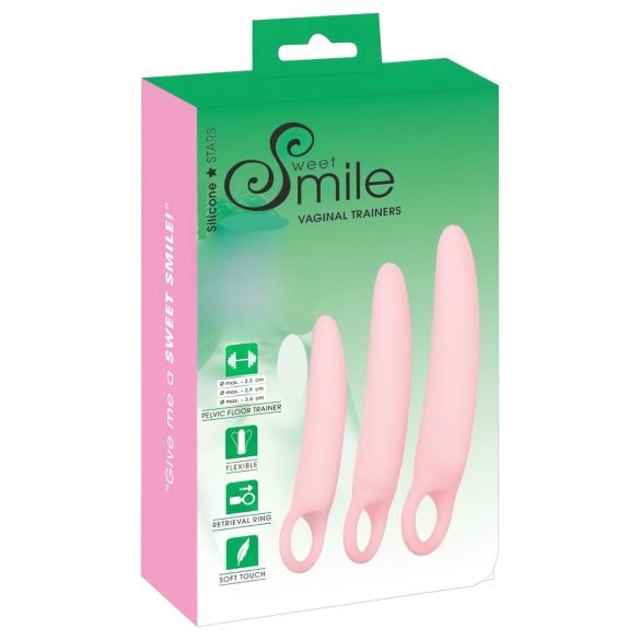 SMILE - Makšties treniruokliai - dildo rinkinys - rožinis (3 dalių)
