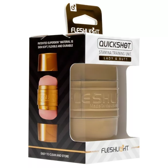 Fleshlight - masturbatorius treniruotėms - atvira vagina ir analinis - rožinė