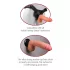 Real Feel Deluxe No.5 - vibruojantis dildo su sėklidėmis - natūralios spalvos
