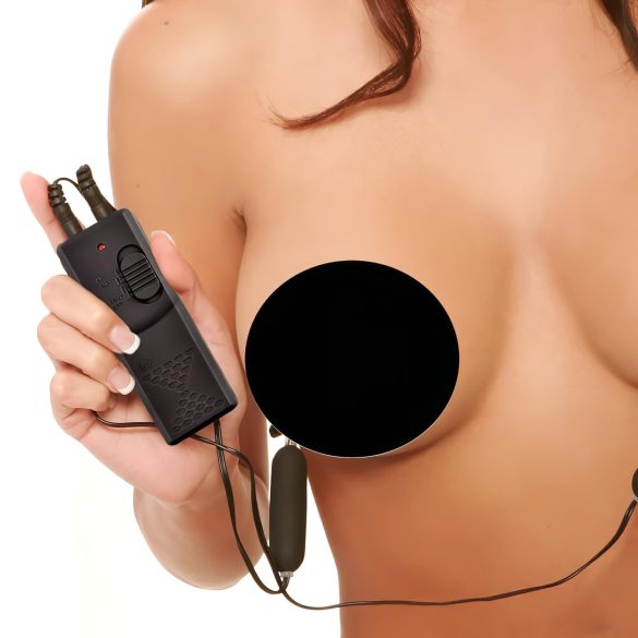 Fetišas - vibruojantis spenelių spaustukas (juodas)