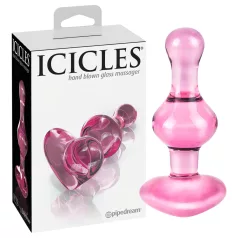   Icicles No. 75 - stiklinis analinis kaištis širdelės formos rožinis