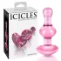Icicles No. 75 - stiklinis analinis kaištis širdelės formos rožinis