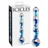 Icicles No. 08 - dvigalis stiklinis dildo - bangų forma - skaidrus/mėlynas