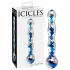 Icicles No. 08 - dvigalis stiklinis dildo - bangų forma - skaidrus/mėlynas