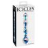 Icicles No. 08 - banguotas, dvigubas, stiklinis dildo (skaidrus-mėlynas)