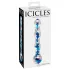 Icicles No. 08 - dvigalis stiklinis dildo - bangų forma - skaidrus/mėlynas