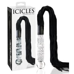   Icicles No. 38 - stiklinis dildo ir odinis botagas - skaidrus/juodas