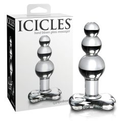   Icicles No. 47 - analinis kaištis su trimis kamuoliukais - stiklinis, skaidrus