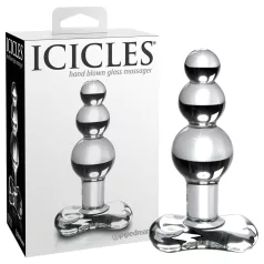   Icicles No. 47 - analinis kaištis su trimis kamuoliukais - stiklinis, skaidrus