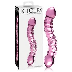   Icicles No. 55 - dvigubas G taško stiklinis dildo - rožinis