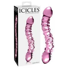   Icicles No. 55 - dvigubas G taško stiklinis dildo - rožinis