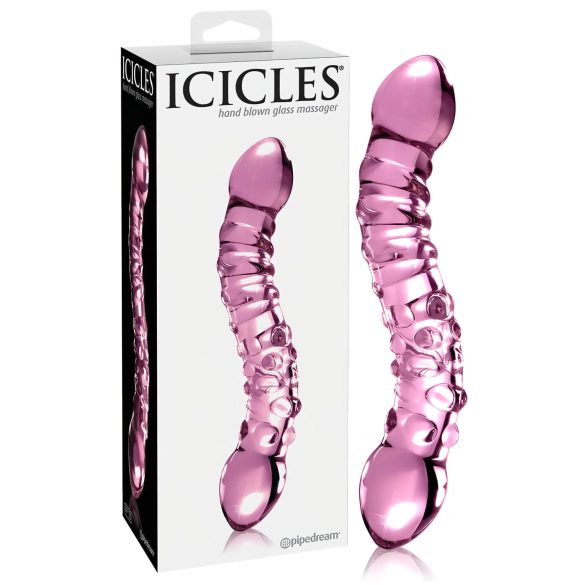 Icicles No. 55 - dvigubas G-taško stiklinis dildo (rožinis)