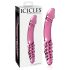Icicles Nr. 57 - abipusis stiklinis dildo su peniu (rožinis)