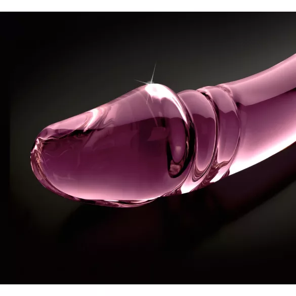 Icicles No. 57 - stiklinis dvigubas dildo su peniu - rožinis