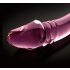 Icicles Nr. 57 - abipusis stiklinis dildo su peniu (rožinis)