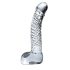 Icicles Nr. 61 – stiklinis dildo su sėklidėmis ir peniu (skaidrus)
