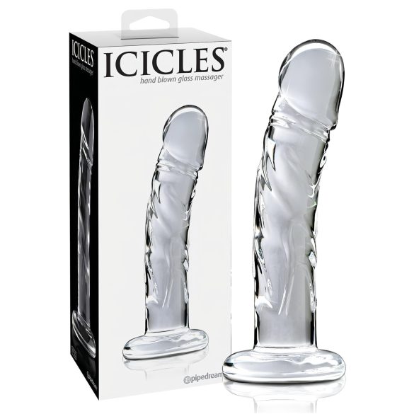Icicles No. 62 - stiklinis dildo su varpa (skaidrus)