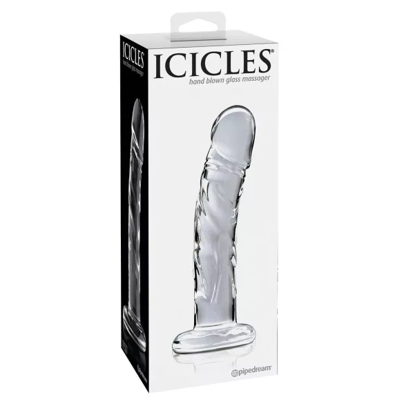 Icicles No. 62 - stiklinis dildo su peniu - skaidrus