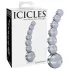 Icicles No. 66 - stiklinis dildo - išlenktas, su rutuliukais - permatomas