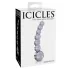 Icicles No. 66 - stiklinis dildo - išlenktas, su rutuliukais - permatomas