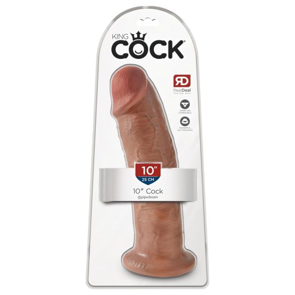King Cock 10 - didelis siurbtuko dildo (25 cm) - tamsiai kūno spalvos