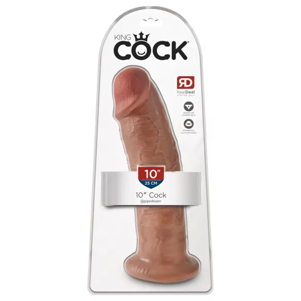 King Cock 10 - didelis dildo su siurbtuku (25 cm) - tamsiai kūno spalvos