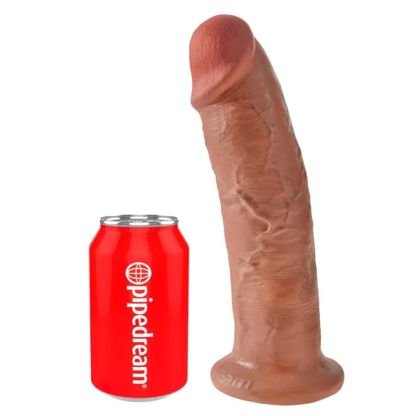 King Cock 10 - didelis dildo su siurbtuku (25 cm) - tamsiai kūno spalvos
