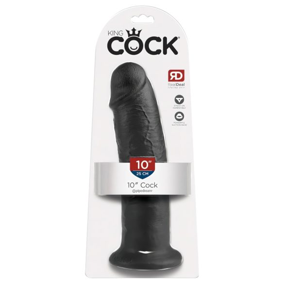 King Cock 10 - juodas dildo su siurbtuku (25 cm)