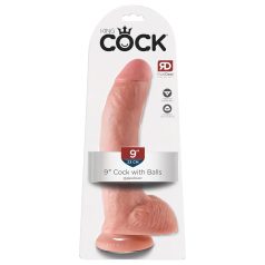   King Cock 9 - realistiškas dildo su sėklidėmis ir siurbtuku 23cm - kūno spalvos