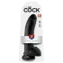 King Cock 9 - didelis dildo su sėklidėmis ir siurbtuku - juodas 23 cm