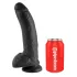 King Cock 9 - didelis dildo su sėklidėmis ir siurbtuku - juodas 23 cm