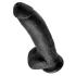 King Cock 9 - didelis dildo su sėklidėmis ir siurbtuku - juodas 23 cm