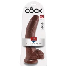   King Cock 9 - dildo su sėklidėmis ir siurbtuku - rudas - 23 cm