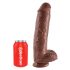 King Cock 11 - didelis siurbtukas ir sėklidėmis dildo (28 cm) - rudas