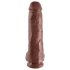King Cock 11 - didelis siurbtukas ir sėklidėmis dildo (28 cm) - rudas
