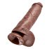 King Cock 11 - didelis siurbtukas ir sėklidėmis dildo (28 cm) - rudas