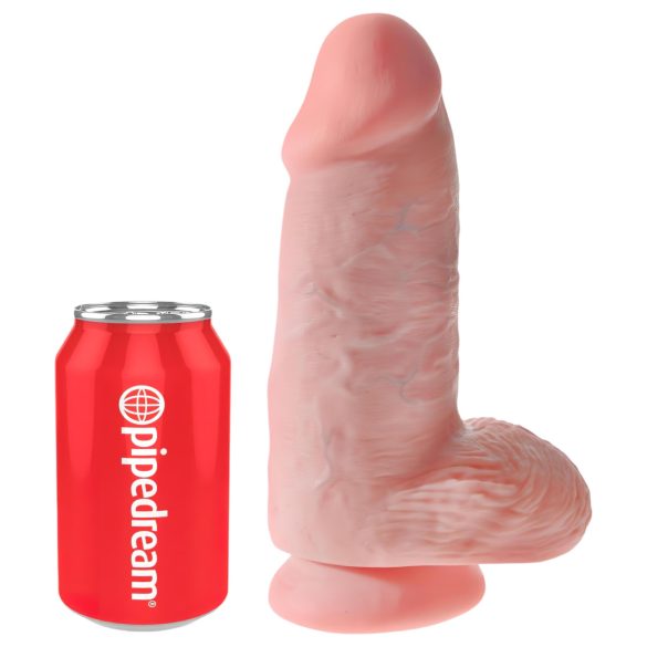 King Cock - dildo su sėklidėmis ir siurbtuku - 23 cm - kūno spalvos
