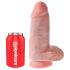 Karališkas gaidys 9 Chubby - su siurbtuku ir sėklidėmis dildo (23 cm) - natūralus