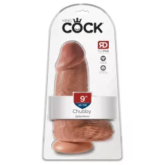King Cock - dildo su siurbtuku - 23 cm - tamsi kūno spalva