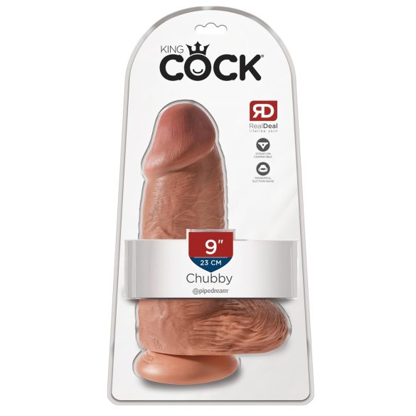 King Cock - dildo su siurbtuku - 23 cm - tamsi kūno spalva
