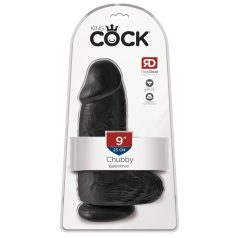   King Cock - dildo su sėklidėmis ir siurbtuku - juodas 23 cm