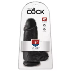   King Cock - dildo su sėklidėmis ir siurbtuku - juodas 23 cm