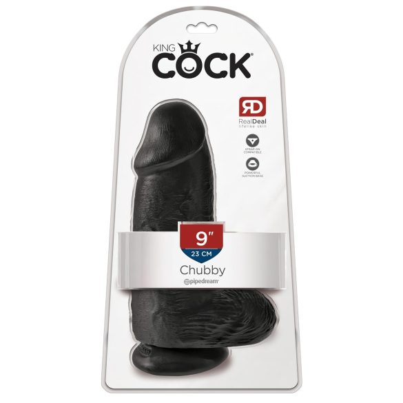 King Cock 9 - Juoda, tvirtai prilimpanti, 23 cm ilgio svajonė!