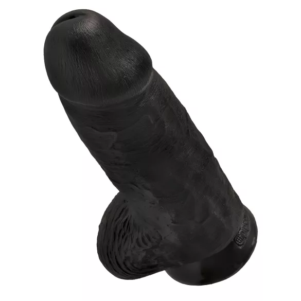 King Cock - dildo su sėklidėmis ir siurbtuku - juodas 23 cm