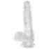 King Cock Clear 6 - mažas dildo su siurbtuku ir sėklidėmis (15 cm)
