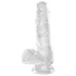 King Cock Clear 6 - dildas su sėklidėmis ir siurbtuku - 15 cm