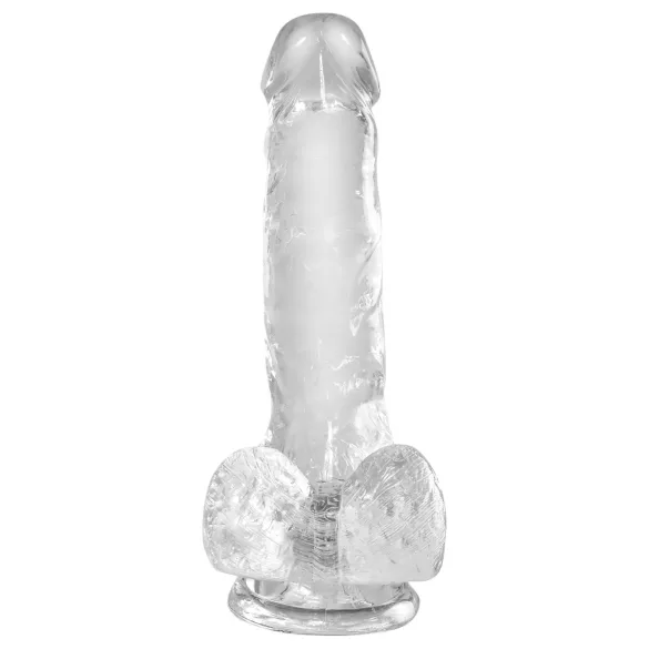King Cock Clear 6 - dildas su sėklidėmis ir siurbtuku - 15 cm
