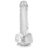 King Cock Clear 6 - dildas su sėklidėmis ir siurbtuku - 15 cm