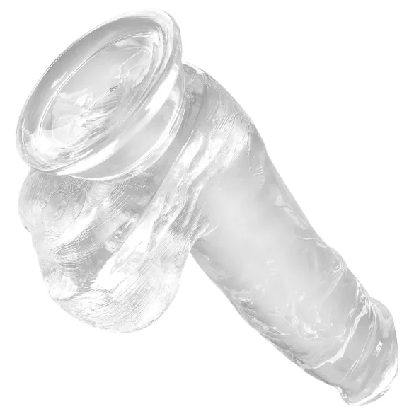 King Cock Clear 6 - dildas su sėklidėmis ir siurbtuku - 15 cm