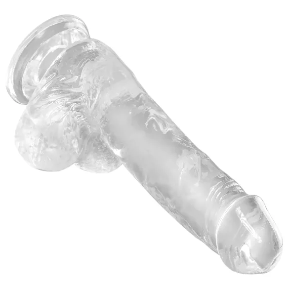 King Cock Clear 6 - dildas su sėklidėmis ir siurbtuku - 15 cm